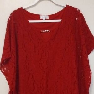 Chic Red Lace Blouse for Women
